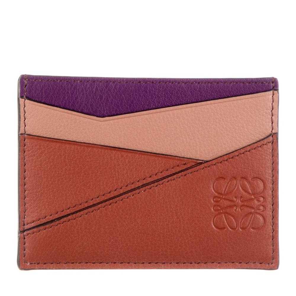 LOEWE Multicolor Purple Tan Pink Leather Cardholder